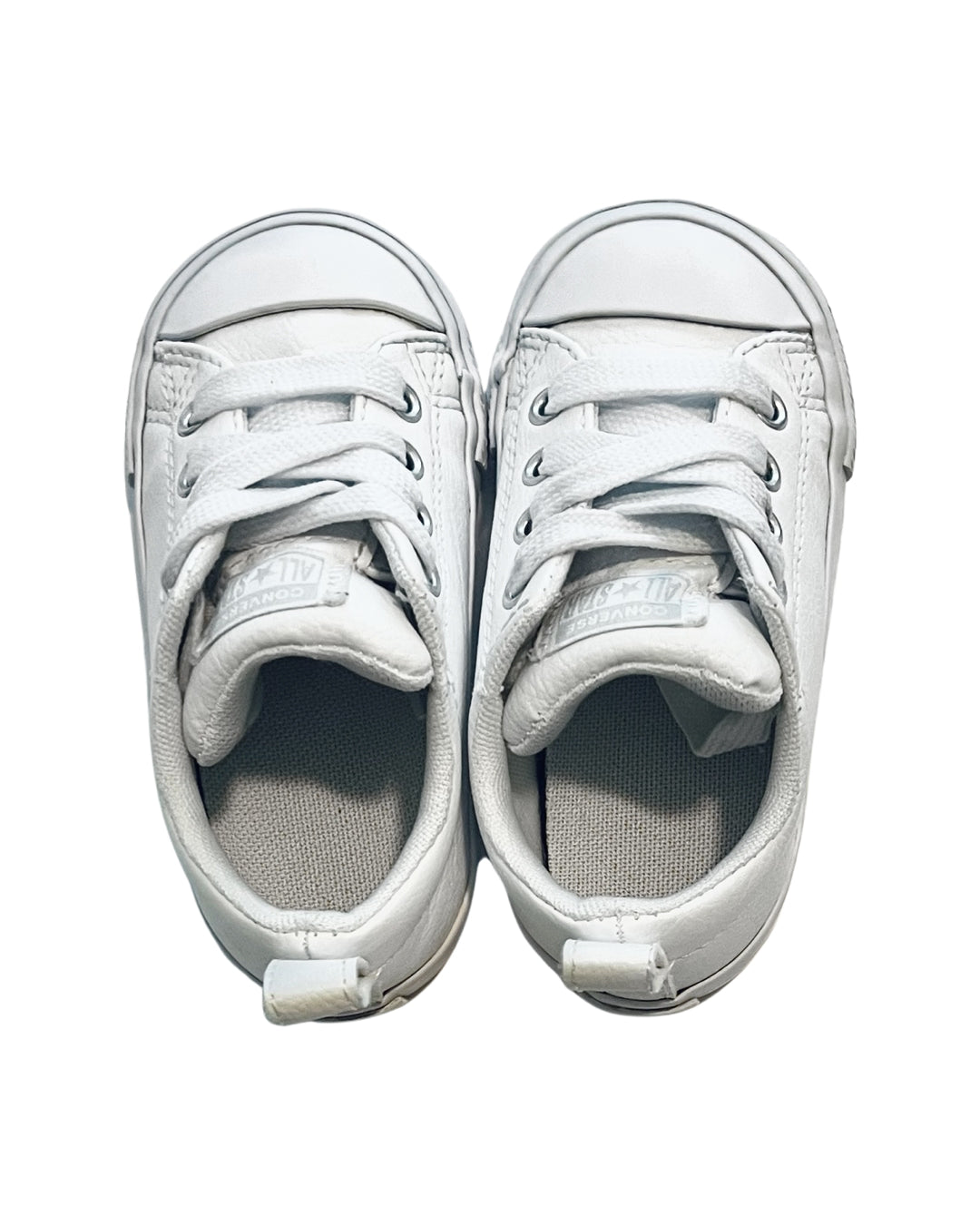 6C Toddler Boy / Girl White Leather Converse Chucks