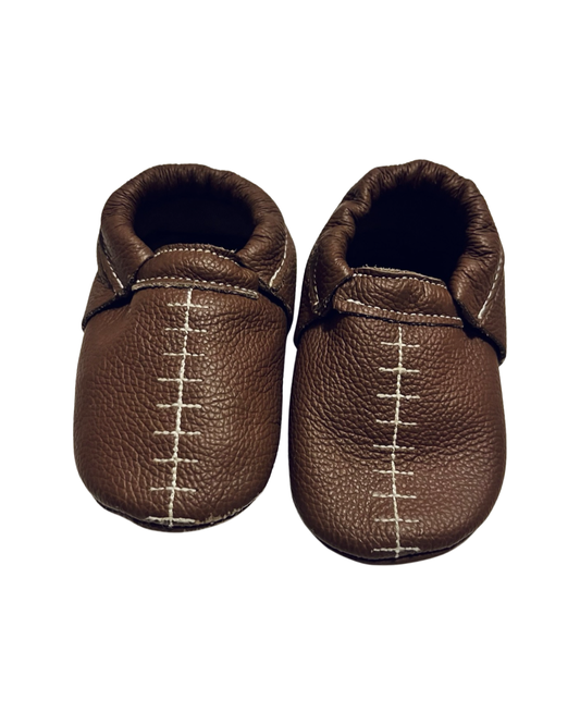 8C Toddler Boy Brown Leather Football Moccasins BirdRock Baby