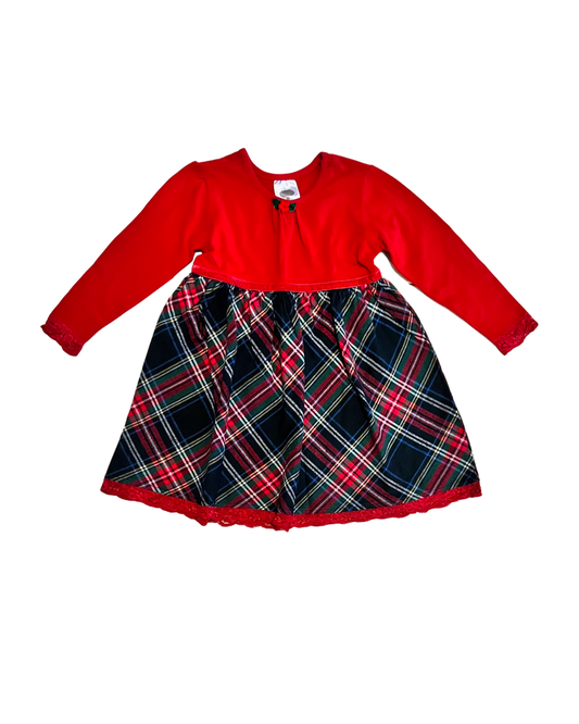 2T Toddler Girl MulberriBush Long Sleeve Tartan Plaid Christmas Dress