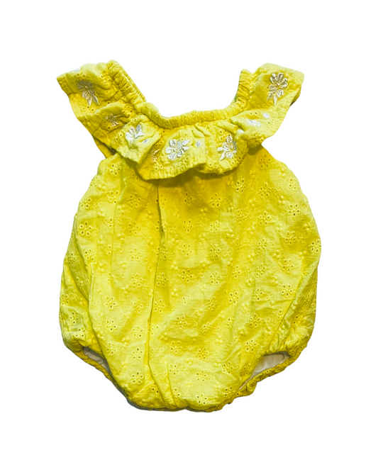 3M Baby Girl Yellow Eyelet Crown & Ivy Baby Bubble Romper