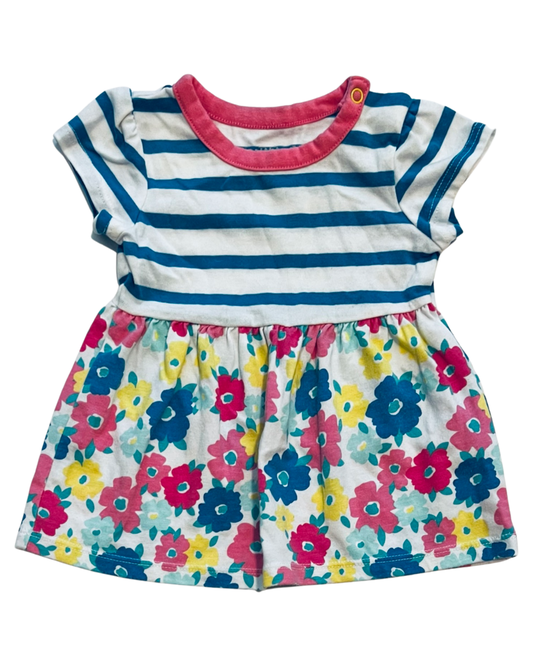 0-3M Baby Girl Blue Striped Floral HealthTex Dress