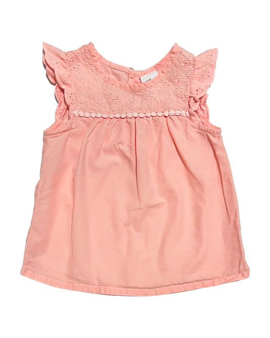 6-9M Baby Girl Pink Flutter Sleeve H&M Top