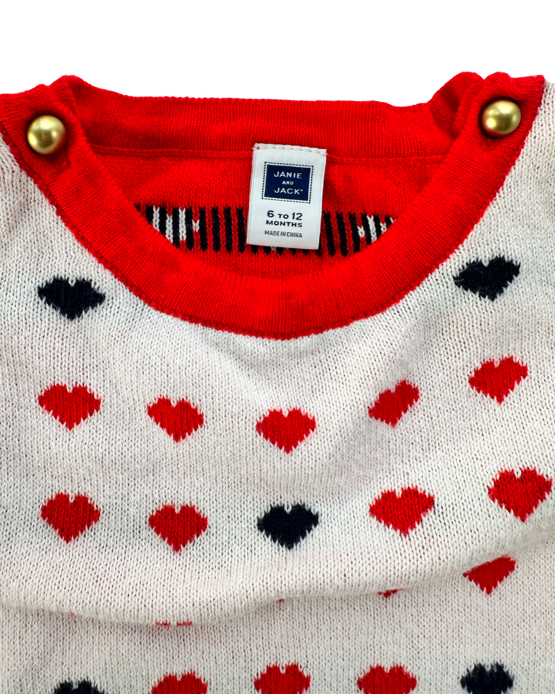 6-12M Baby Girl Janie & Jack Red / Blue Heart Sweater Dress