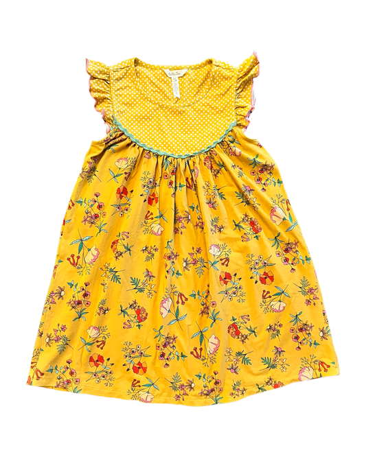 Youth Girls Size 12 Matilda Jane Brilliant Daydream Stand Tall Be Sweet Mustard Floral Dress