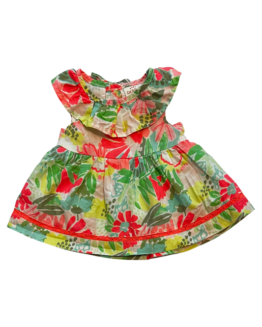 0-3M Baby Girl Tropical Floral Cat & Jack Dress