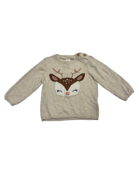 9M Baby Girl H&M Reindeer Sweater / Top