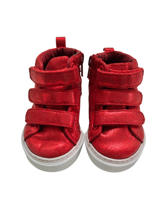 5C Toddler Girl Red Shimmer Velcro Gap Mid Top Shoes