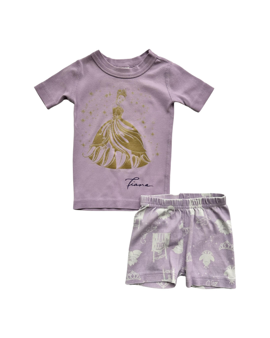 3T Toddler Girl Disney Hanna Andersson Purple Princess Tiana PJs Shorts & Top