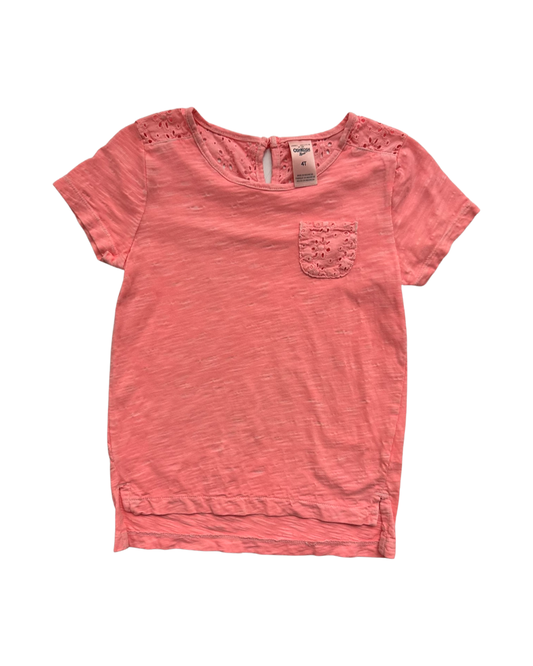 4T Toddler Girl Coral Pink OshKosh Kids T-Shirt Top