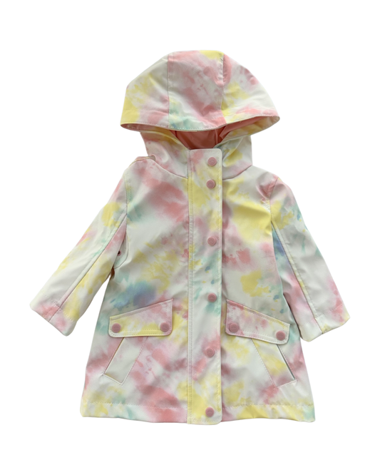 6-9M Baby Girl Urban Republic Pink Tie-Dye Swirl Rain Coat Jacket