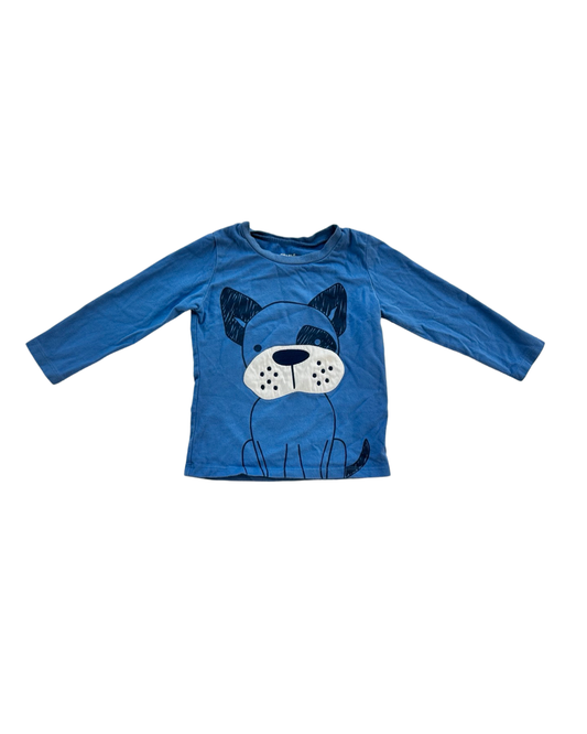 24M Baby Boy Pekkle Blue Dog Long Sleeve Shirt