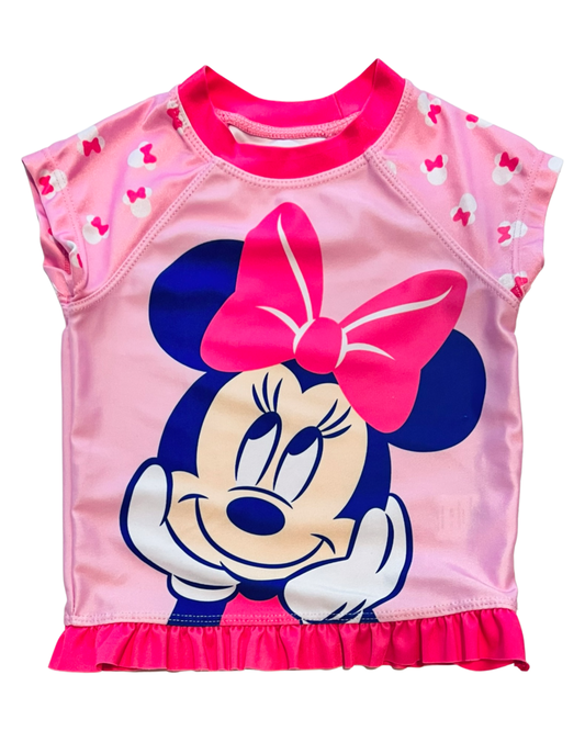 12M Baby Girl Pink Disney Minnie Mouse Rash Guard Swim Top