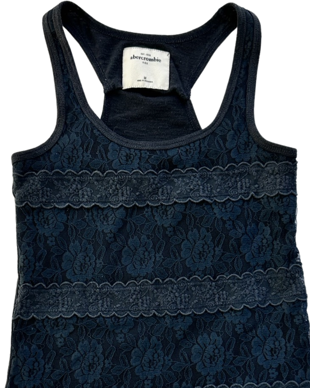 Girls Size 8/10 Medium Abercrombie Kids Navy Lace Tank Top