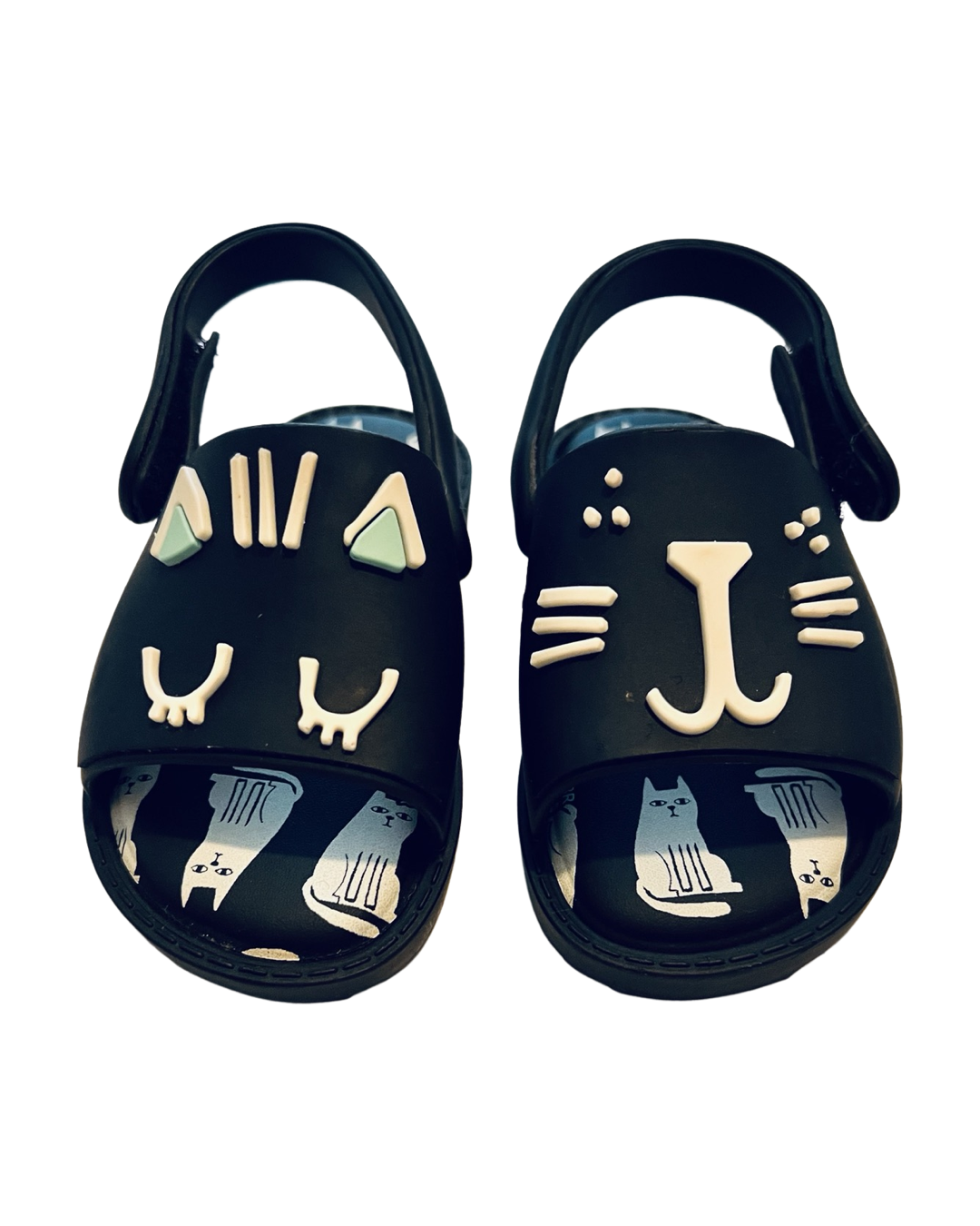 6C Toddler Girl Minnie Melissa Black Cat Slides Sandals