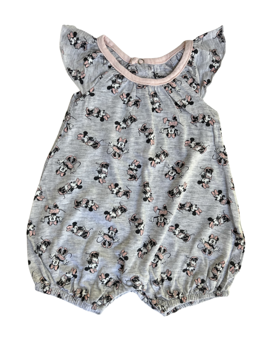 0-3M Baby Girl DISNEY Minnie Mouse Gray Romper