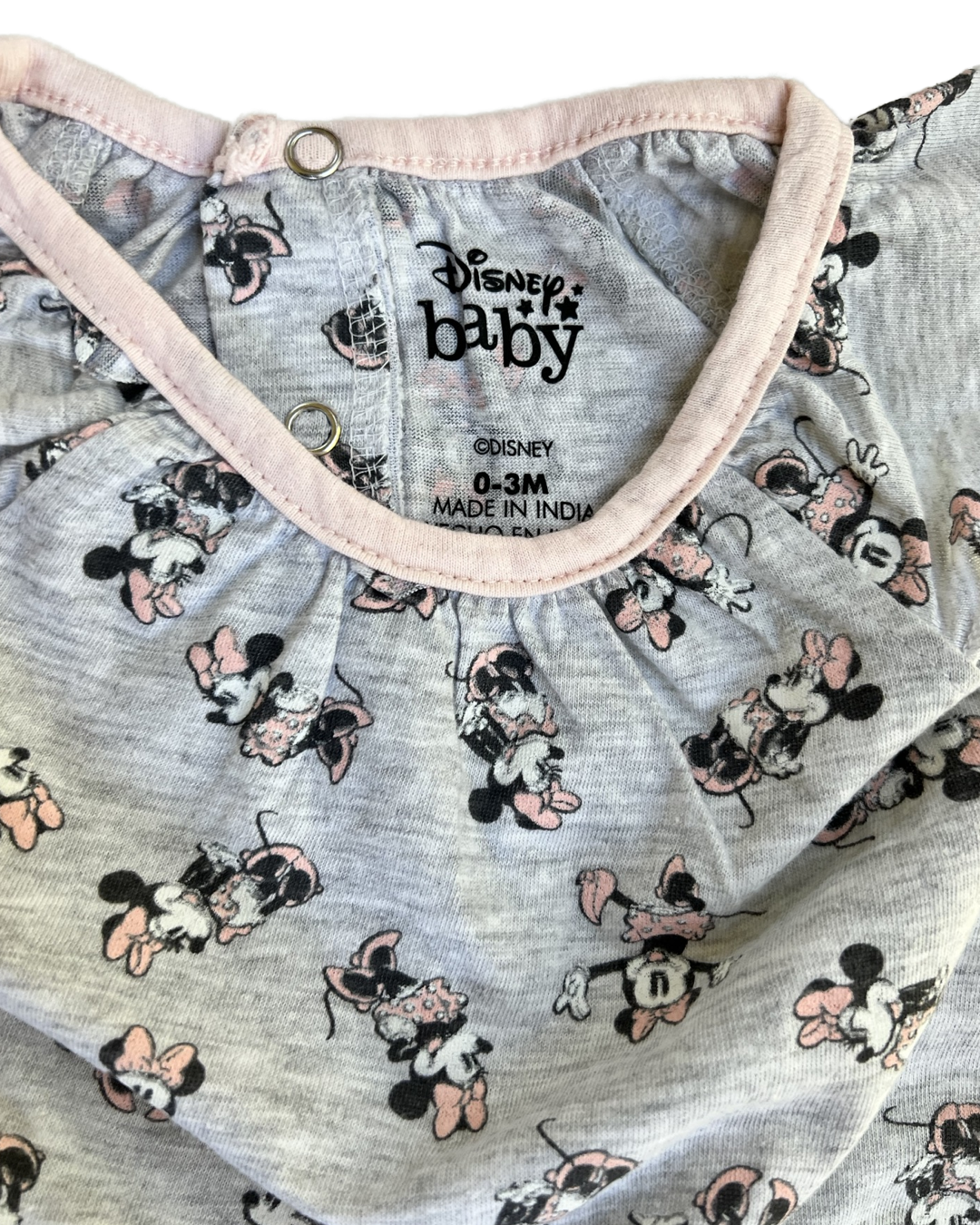 0-3M Baby Girl DISNEY Minnie Mouse Gray Romper