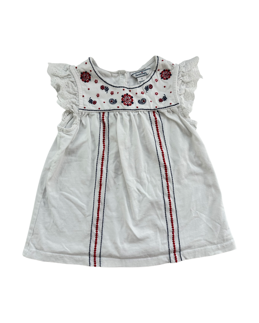 5T Toddler Girl Hartstrings Red White & Blue Embroidered Top