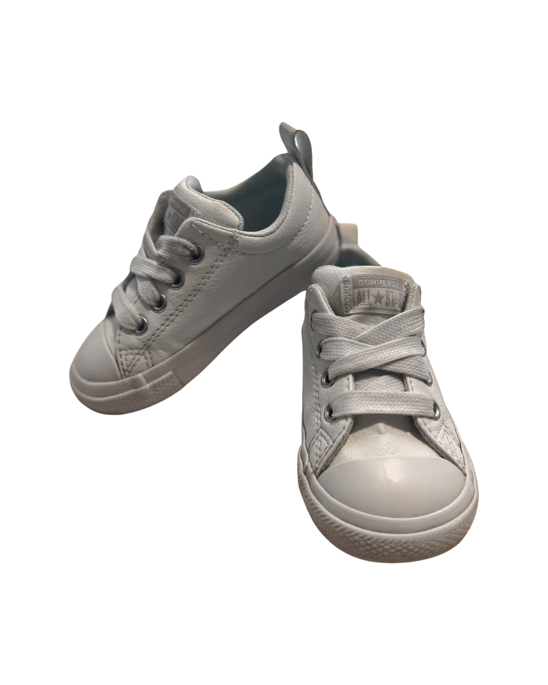 6C Toddler Boy / Girl White Leather Converse Chucks