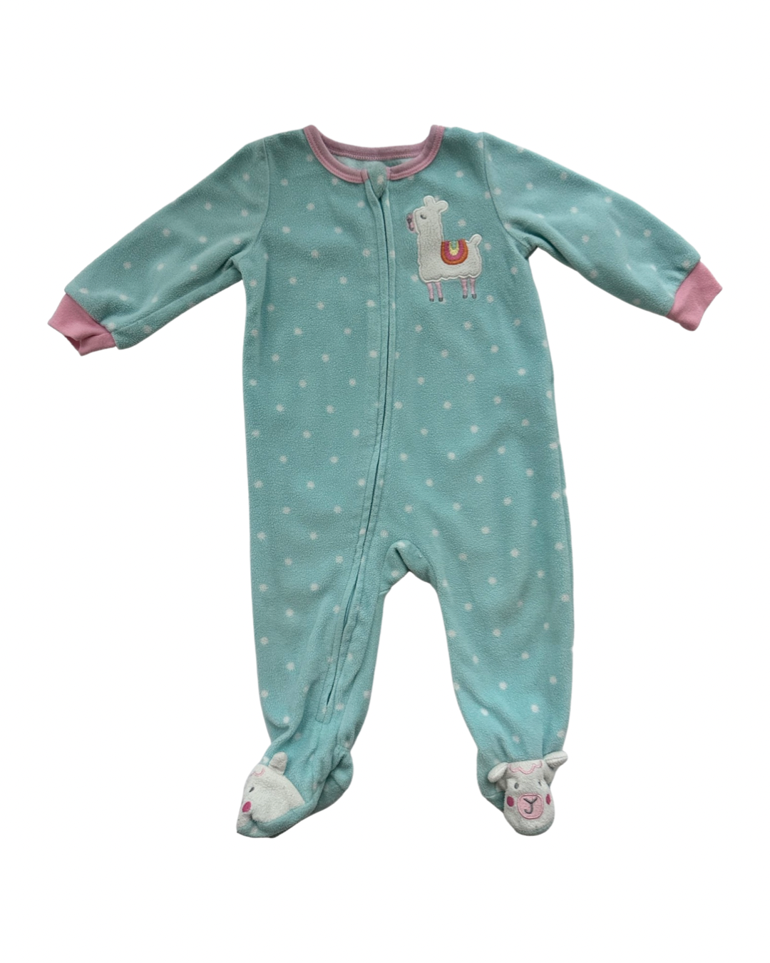 9M Baby Girl Absorba Fleece Llama Sleeper PJs