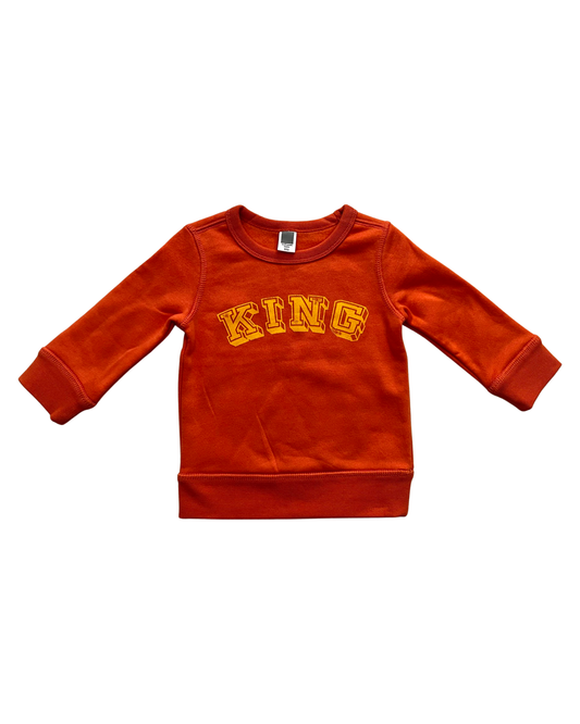 12M-18M Baby Boy Orange King Sweat Shirt