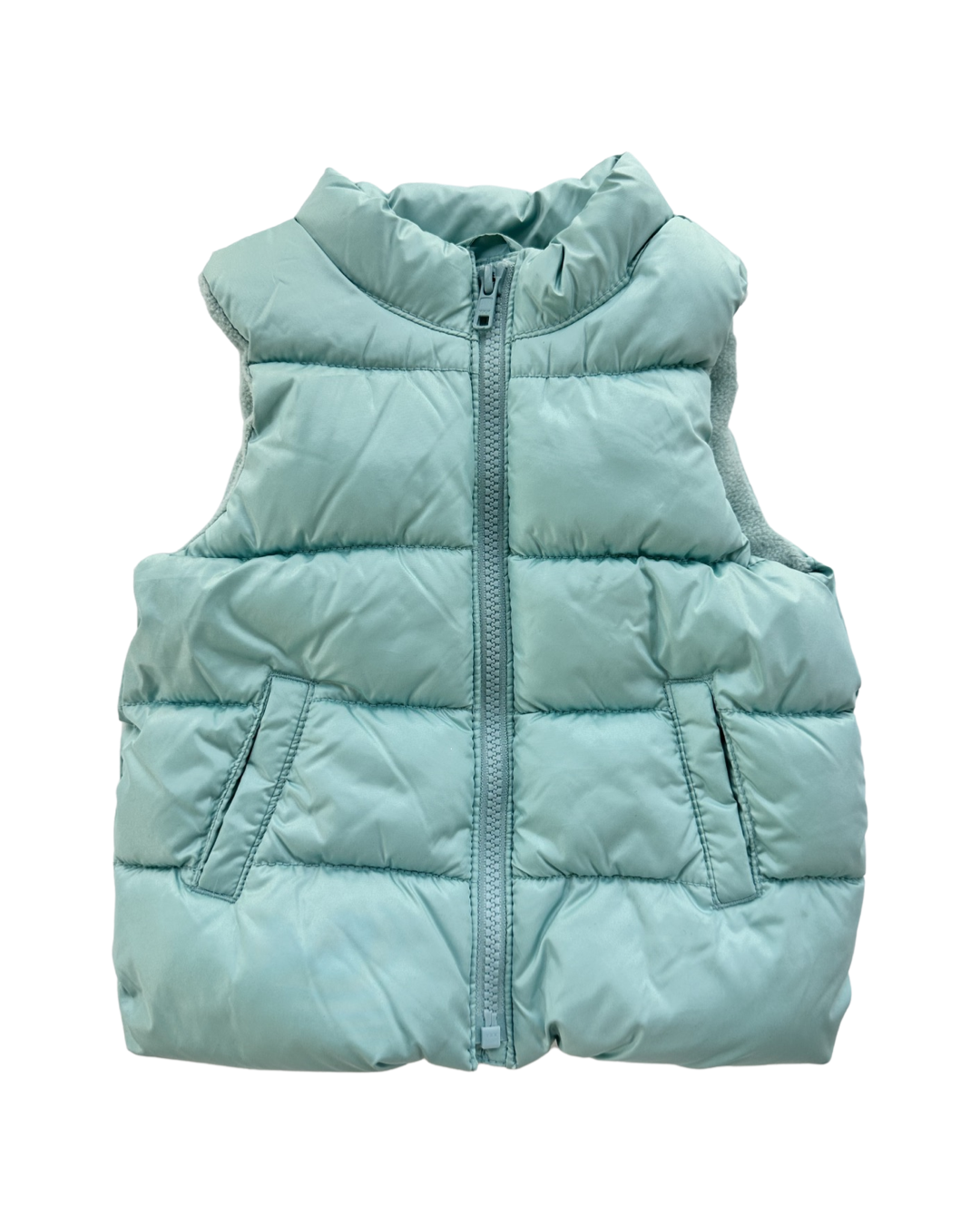 18M-24M Baby Girl Old Navy Mint Aqua Fleece Lined Quilted Puffer Vest