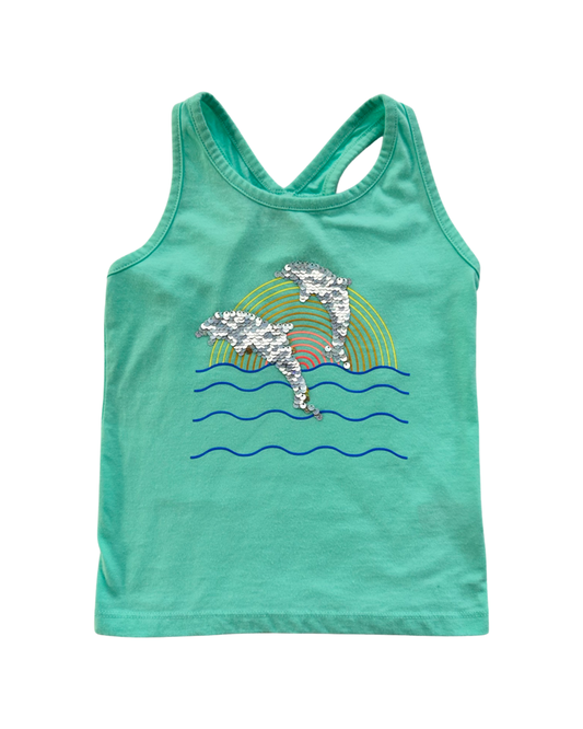 4T Toddler / 5T Toddler Girl Cat & Jack XS Sequin Dolphin Tank Top