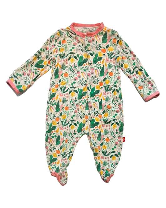 0-3M Baby Girl Magnetic Me Lemon Footed Sleeper PJs