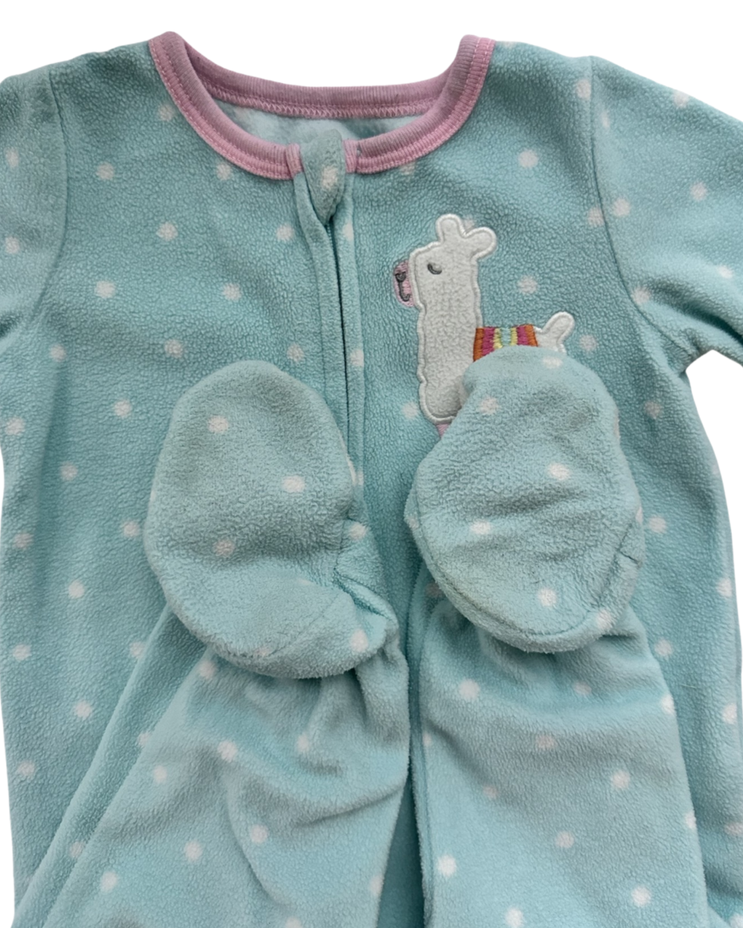 9M Baby Girl Absorba Fleece Llama Sleeper PJs