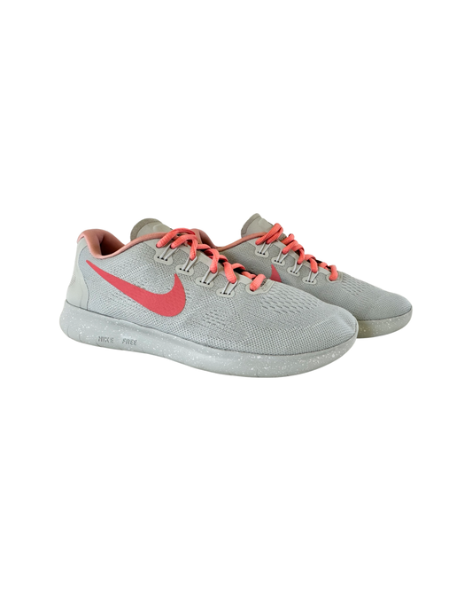 Women’s Size 6.5 light Gray & Coral Nike ID Athletic Tennis Shoes