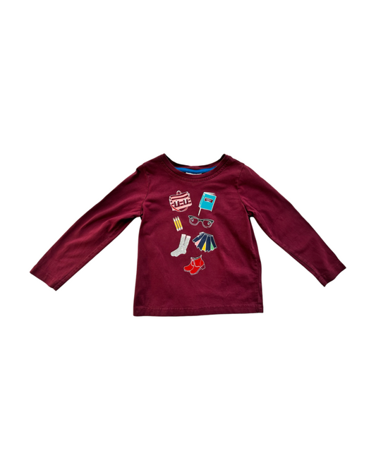 4T Toddler Girl Hanna Andersson Back To School Maroon Long Sleeve Top