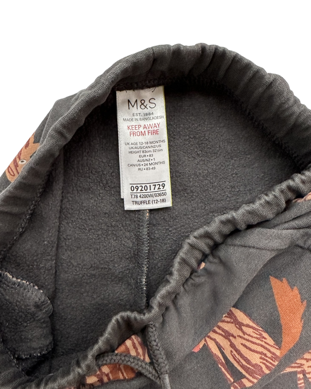 24M Baby Boy M&S Gray Fox Jogger Pants