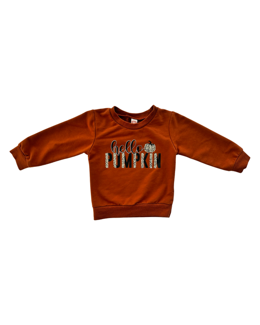 12M-18M Baby Girl Hello Pumpkin Sweatshirt Top