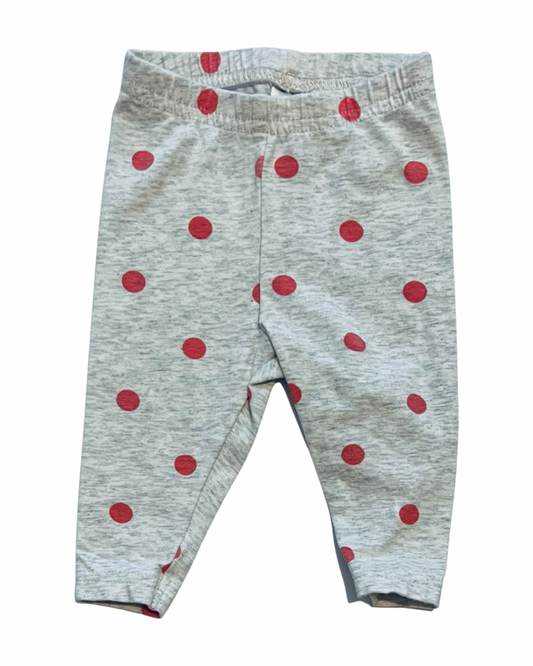 0-3M Baby Girl Carters Gray / Pink Polka Dot Leggings