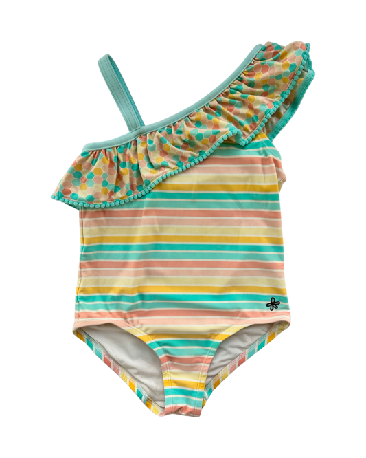 Girls Size 8 Matilda Jane One Shoulder Striped One Piece Swim Suit