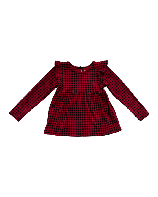 4T Toddler Girl The Children’s Place Red / Black Buffalo Check Long Sleeve Top