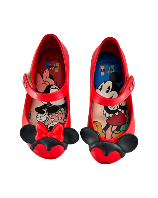 10C Toddler Girl Mini Melissa Disney Minnie & Mickey Red Mary Jane Shoes