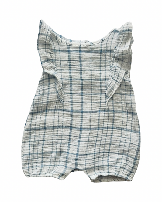 6-9M Baby Girl Emily & Oliver Blue & White Romper