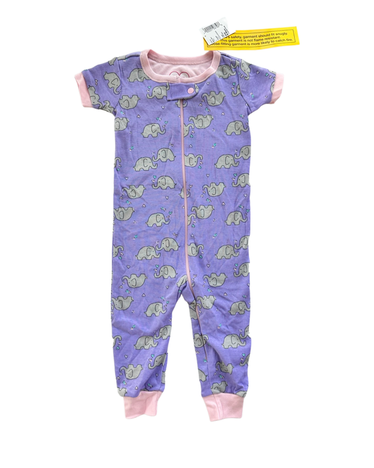 6-9M Baby Girl The Children’s Place Purple Zippered Elephant PJs Sleeper