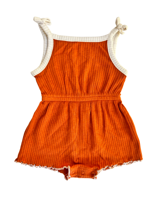 Newborn Baby Girl Pumpkin Colored Romper