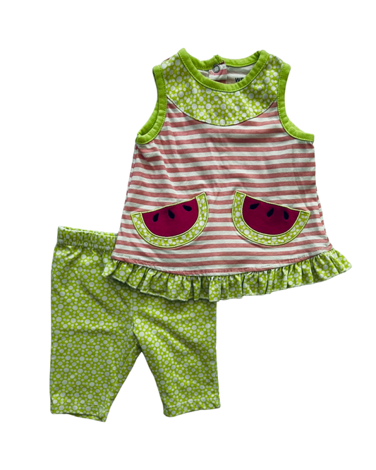 6-9M Baby Girl Wee Play Watermelon Outfit Top + Leggings