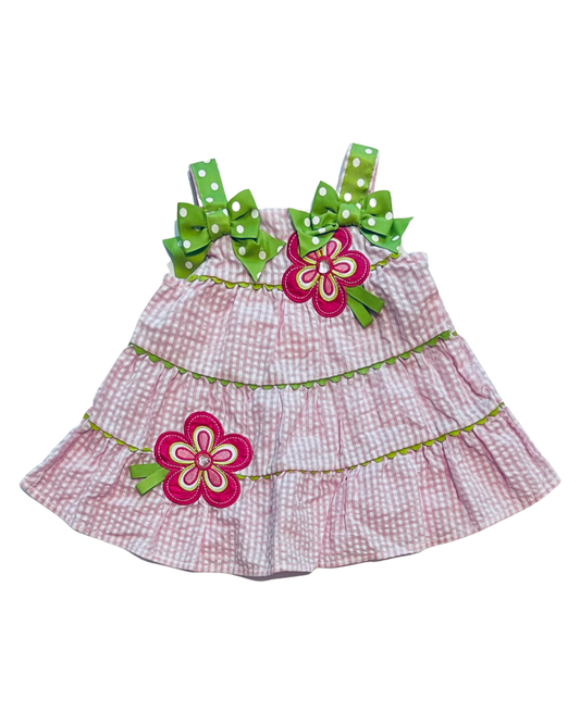 0-3M Baby Girl Pink Seersucker Rare Editions Dress