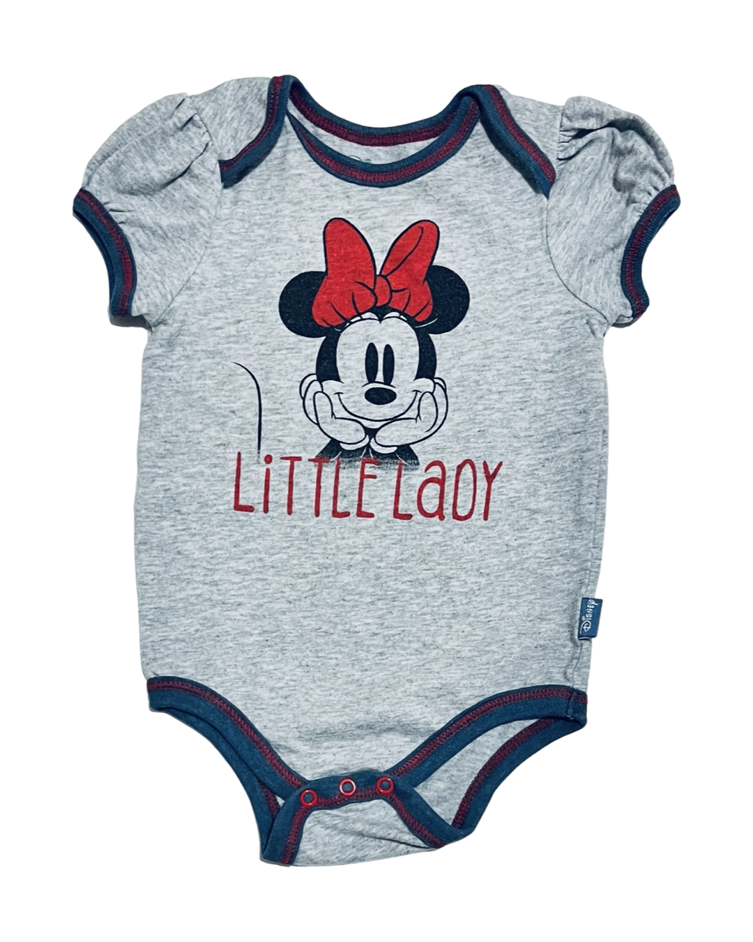 6-9M Baby Girl Gray DISNEY Minnie Mouse Little Lady Onesie