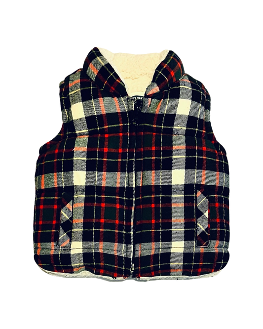 6M-12M Baby Boy Plaid Old Navy Puffer Vest