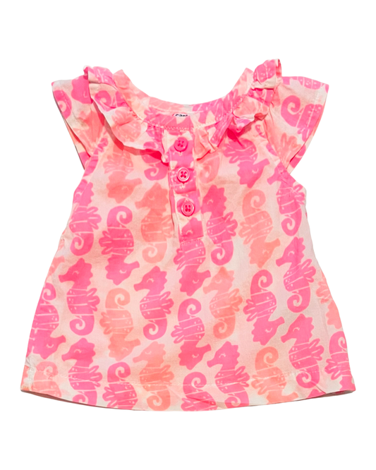 Newborn Baby Girl Carters Pink Seahorse Dress