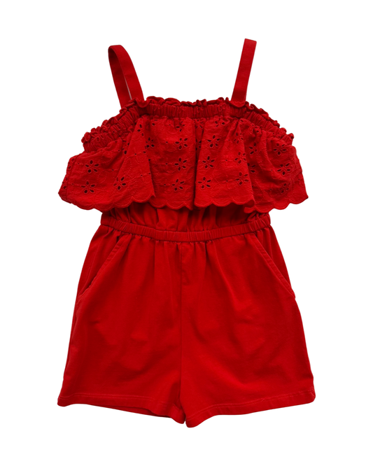 3T Toddler Girl Red Crown & Ivy Romper