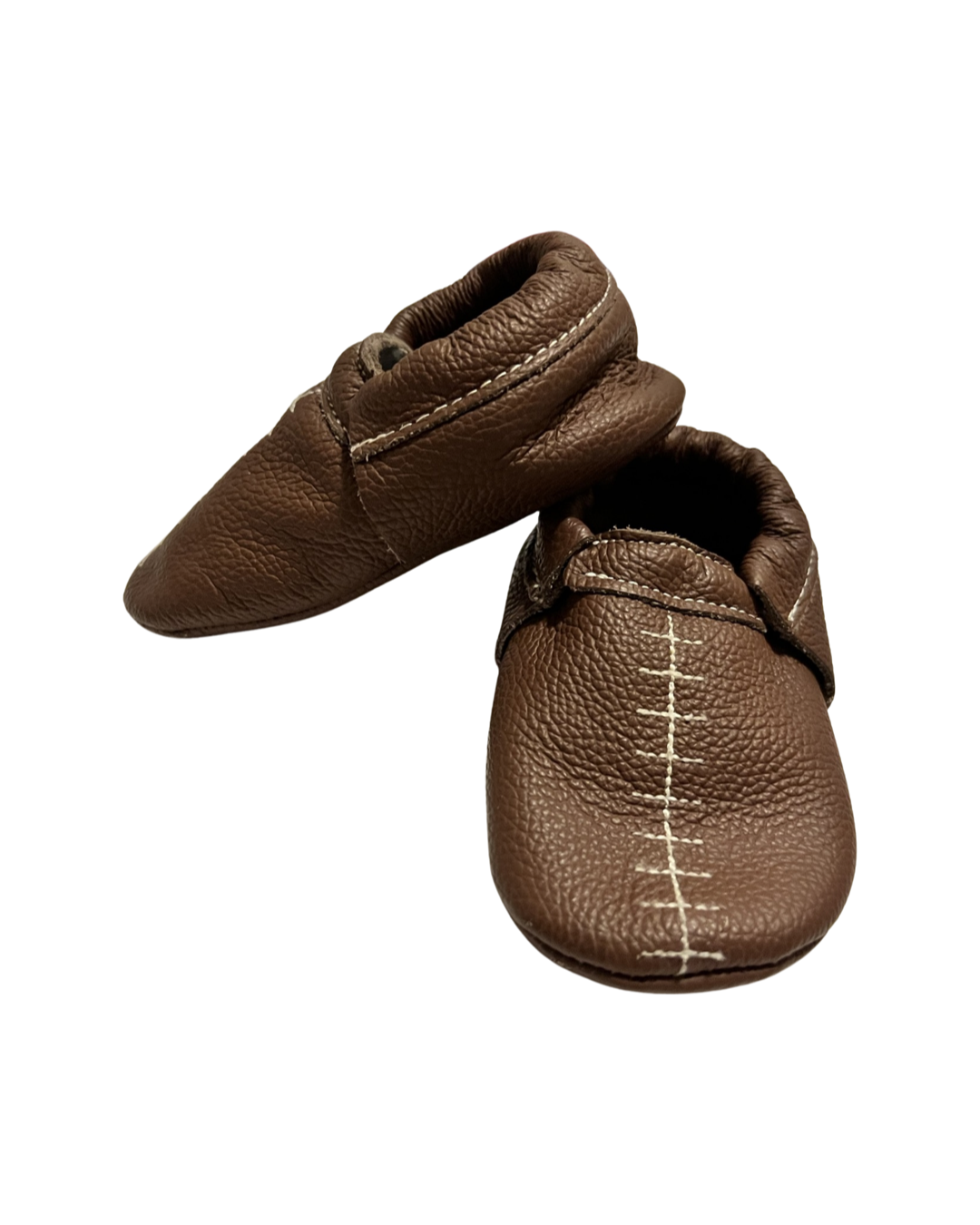 8C Toddler Boy Brown Leather Football Moccasins BirdRock Baby