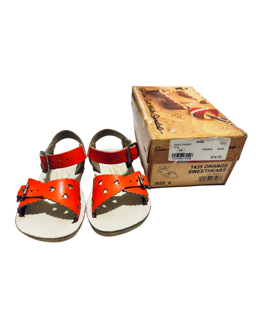 6C Toddler Girl Orange Leather Sun Sans Saltwater Sweatheart Sandals