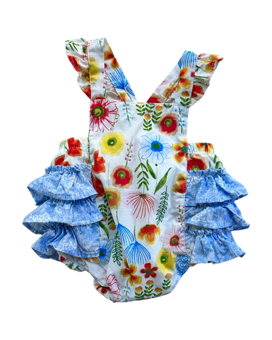 Newborn Baby Girl Baby Starters Floral Rufflebutt Bubble Romper