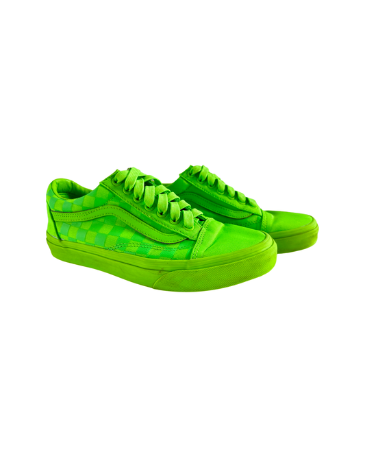 Vans Women Size 8, Men’s 6.5 Old Skool Tonal Checkerboard Skate Shoe - Green Gecko