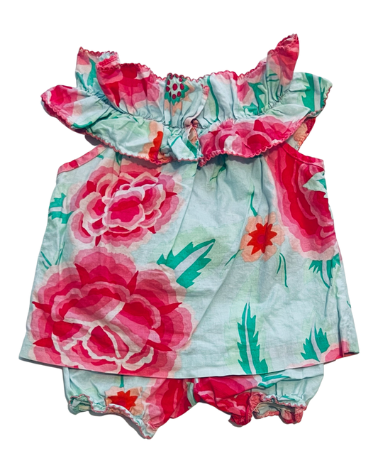 3M Baby Girl Boutique Le’ Za Me Floral Top Bubble Shorts Outfit